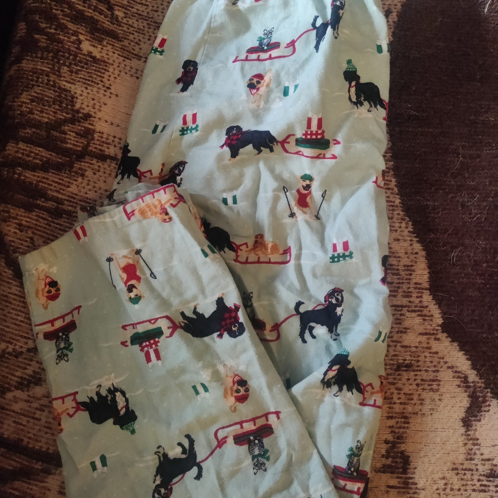 Lands' End Men Pajama Bottoms with Sledding Dogs Print